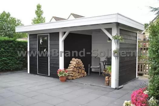 Berging + overkapping 500 x 250 cm