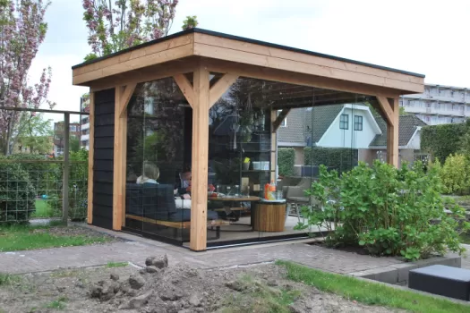 Overkapping 400 x 300 cm - Glazen wanden