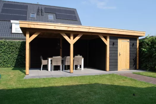 Overkapping 700 x 300 cm - Zwart Zweeds rabat